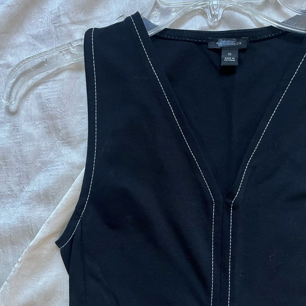Ann Taylor Black Stitched Top - Picture 2 of 5